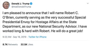 UFOs are real and a new Trump team member.