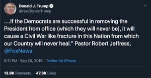 Trump vaguely threatens 'civil war,' goes off on Twitter.